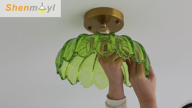 J-shym Shenmoyl Semi Flush Mount Ceiling Light, Gold Hallway